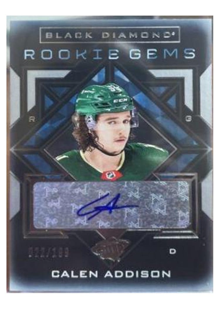 2021-22 Upper Deck The Cup Rookie Masterpiece Printing Plates - Black Diamond Rookie Gems Calen Addison #RG-CA card