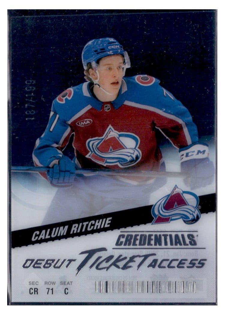 2024-25 Upper Deck Credentials Acetate Debut Ticket Access Calum Ritchie #DTAA-CR card