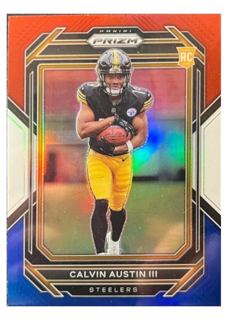 2022 Panini Prizm Base Set Calvin Austin III Red White Blue #338 card