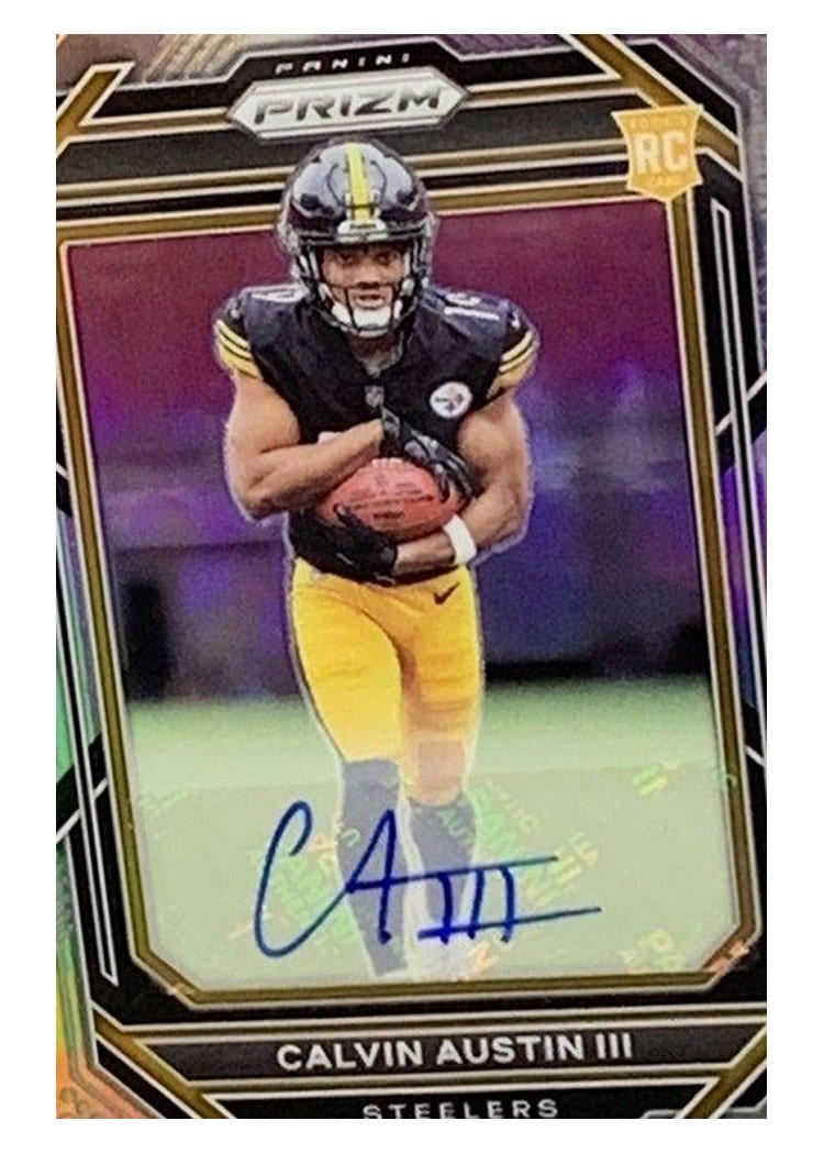 2022 Panini Prizm Base Set Calvin Austin III Autograph Silver #338 card