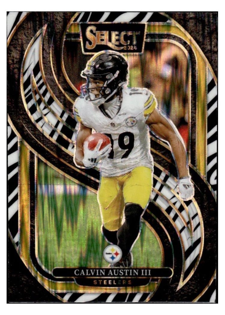 2024 Panini Select Base Set Calvin Austin III Zebra Prizm #133 card