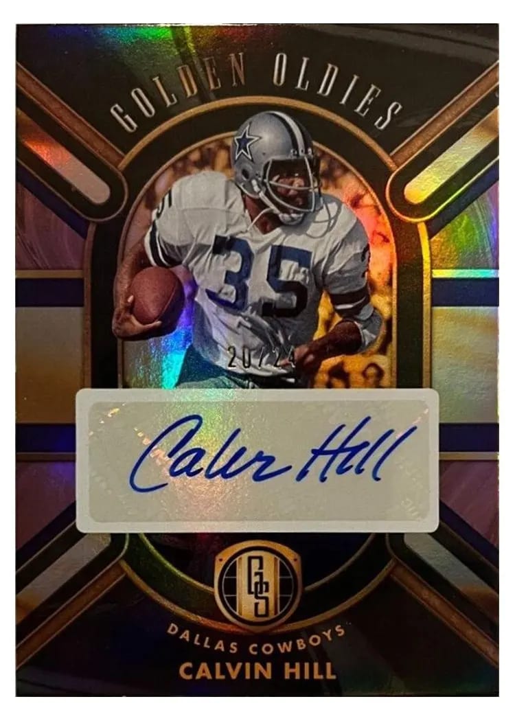 2024 Panini Gold Standard Golden Oldies Autograph Calvin Hill White Gold #GO-CHL card