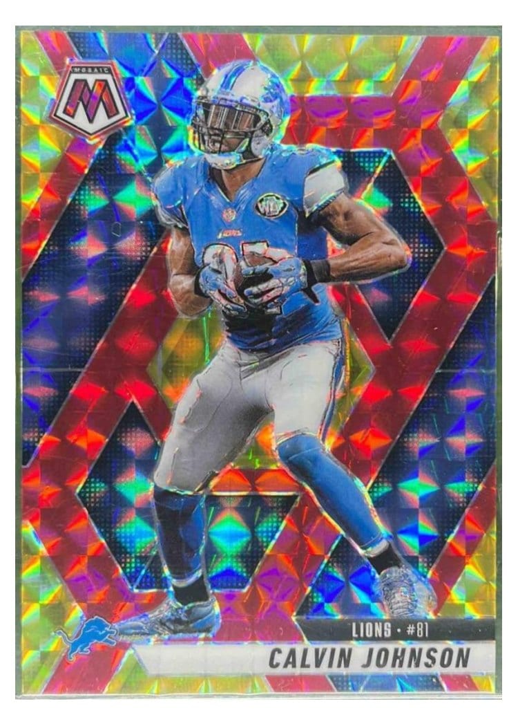 2025 Panini Mosaic Base Set Calvin Johnson Choice Red #90 card