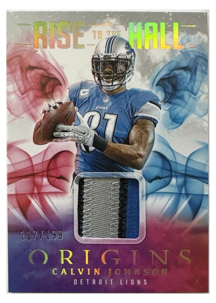 2025 Panini Origins Rise to the Hall Relics Calvin Johnson #18 card
