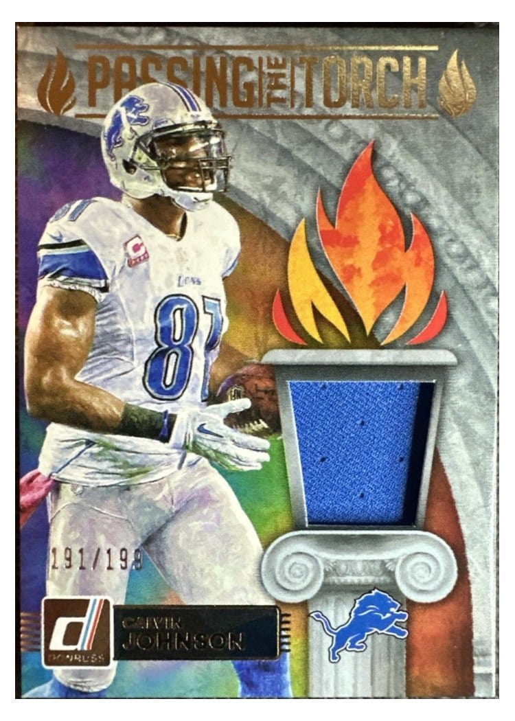 2025 Donruss Passing the Torch Jerseys Calvin Johnson / Isaac TeSlaa #PTJ-DET card