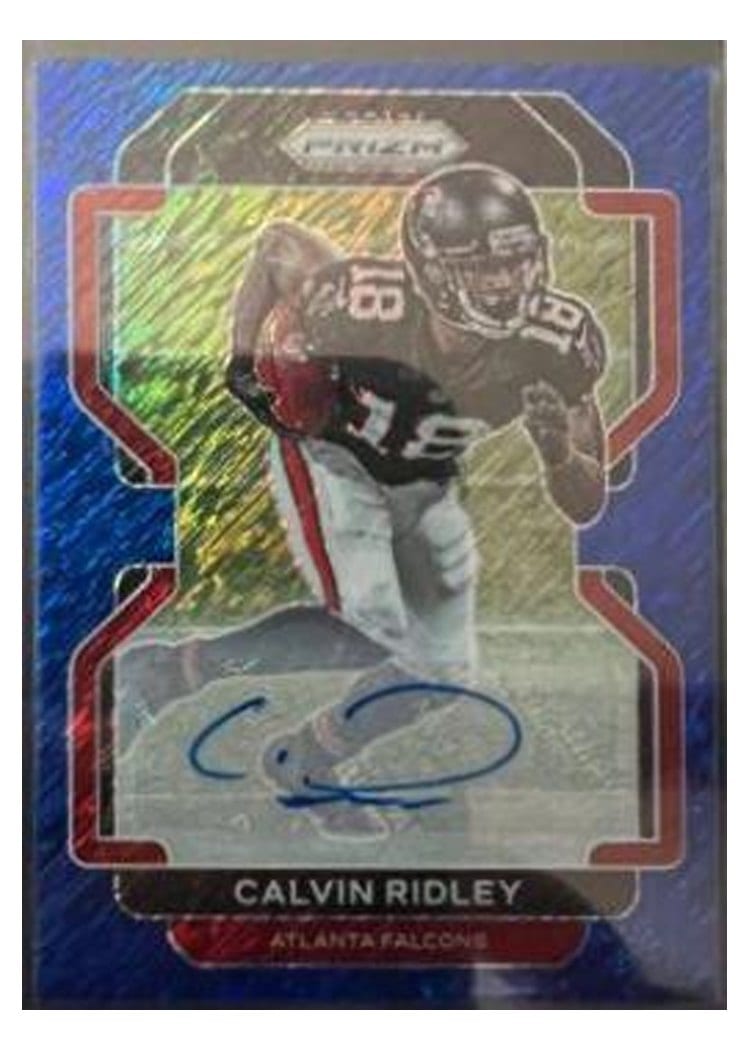 2021 Panini Prizm Base Set Calvin Ridley Autographs Blue Shimmer #322 card