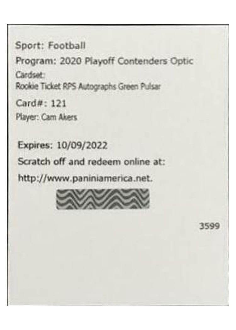 2020 Panini Contenders Optic Base Set Cam Akers #121 card