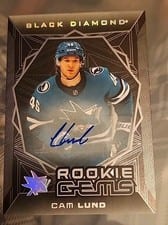 2025-26 Upper Deck Black Diamond Rookie Gems Signatures Cam Lund #RGS-CL card