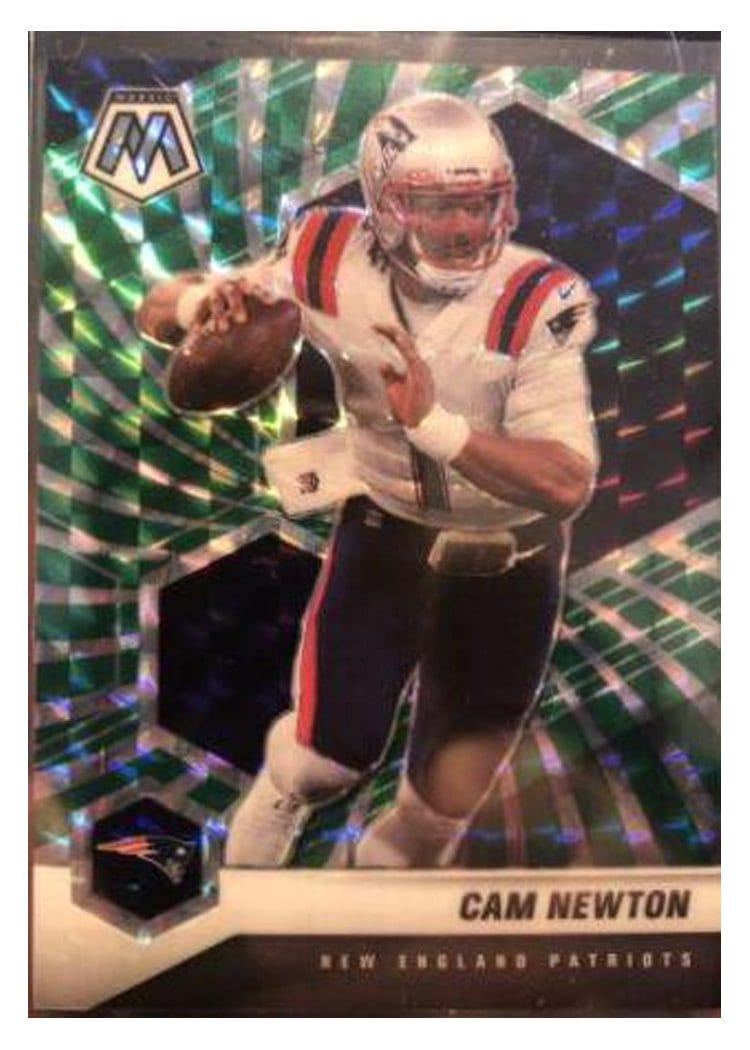 2021 Panini Mosaic Base Set Cam Newton Green Swirl Mosaic #135 card
