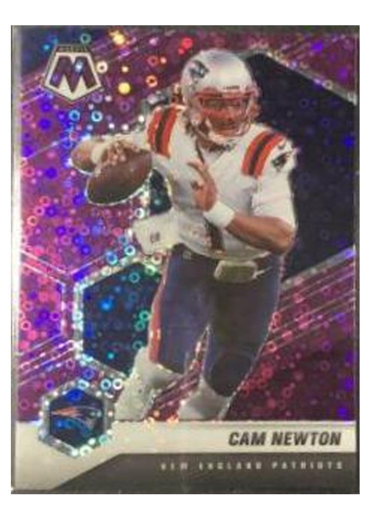 2021 Panini Mosaic Base Set Cam Newton No Huddle Purple Mosaic #135 card