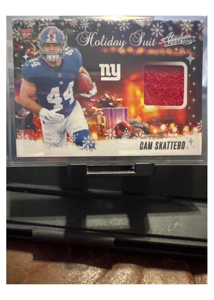 2025 Panini Absolute Countdown Calendar Holiday Suit Relics Cam Skattebo #4 card