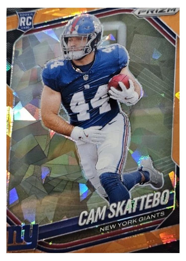 2025 Panini Prizm Base Set Cam Skattebo Orange Ice #363 card