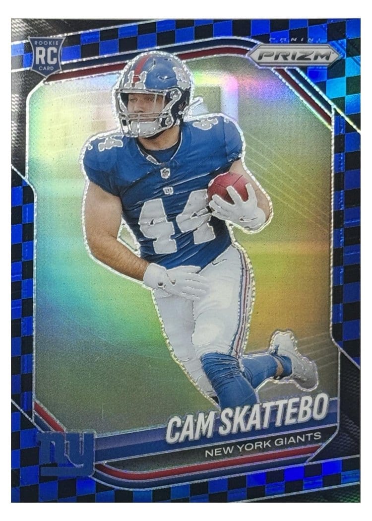 2025 Panini Prizm Base Set Cam Skattebo Black Blue Checker #363 card