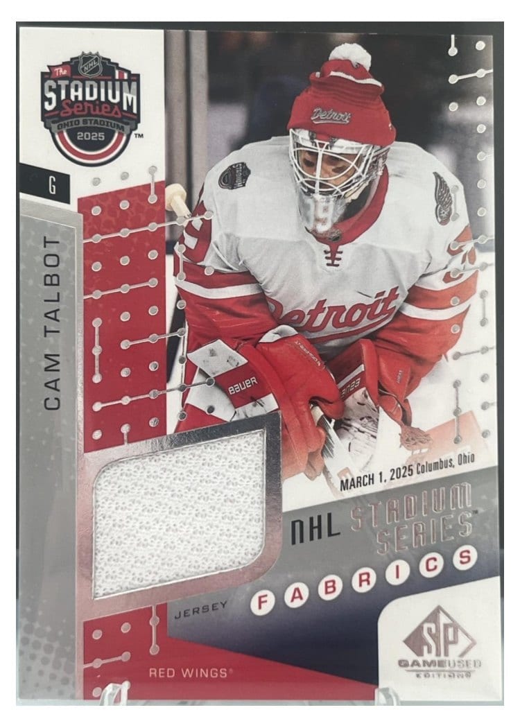 2025-26 SP Game Used 2025 Stadium Series Blue Jackets vs. Red Wings Fabrics Cam Talbot #SSF-20 card