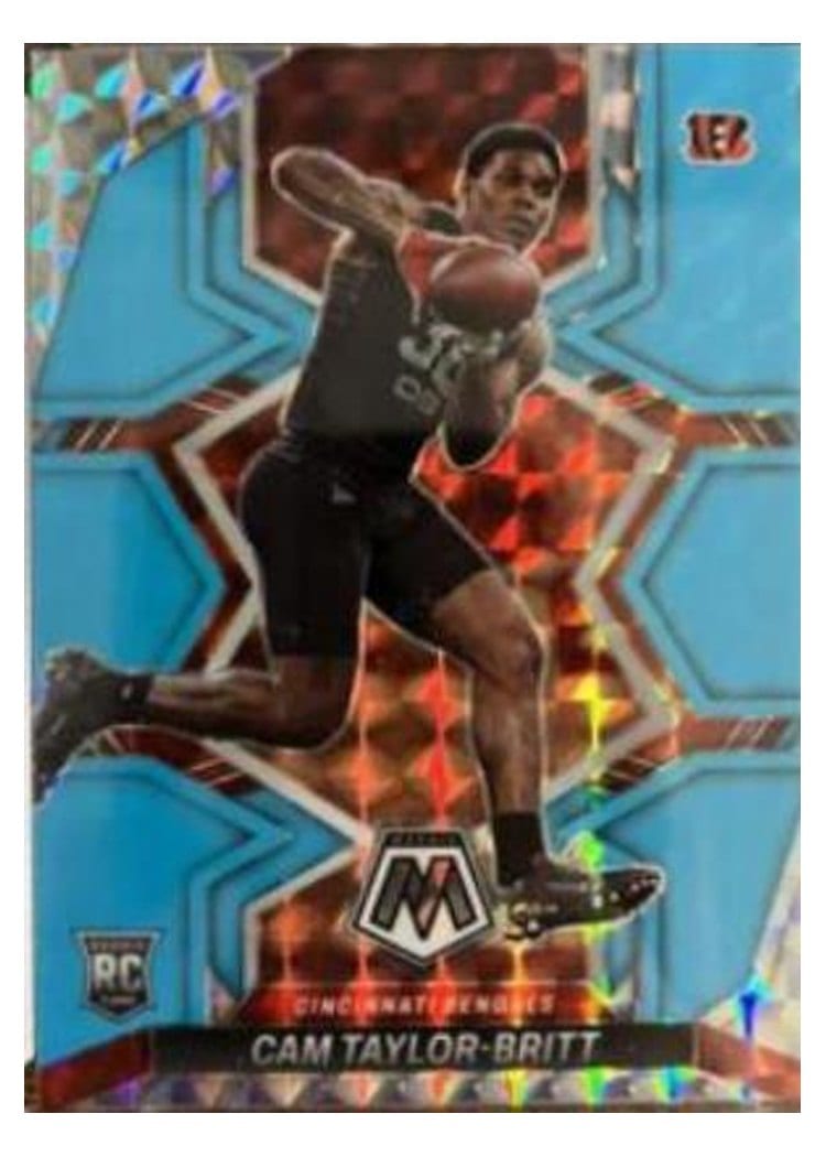 2022 Panini Mosaic Base Set Cam Taylor-Britt Blue Fluorescent #393 card