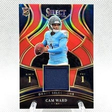 2025 Panini Select Draft Selections Memorabilia Prizm Cam Ward Red #DSM-CWD card