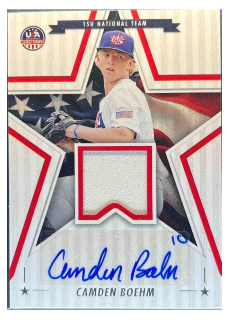 2025 Panini Stars & Stripes 15U National Team Signature Materials Camden Boehm #NTS-CB card
