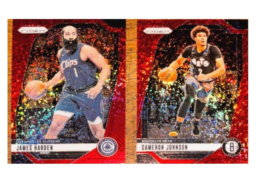 2024-25 Panini Prizm Base Set Cameron Johnson Red Sparkle #202 card