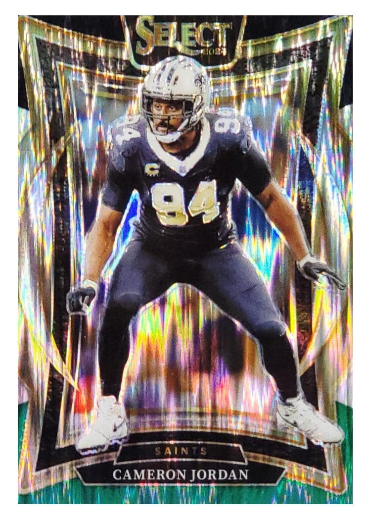 2024 Panini Select Base Set Cameron Jordan Black Green Prizm Shock #16 card