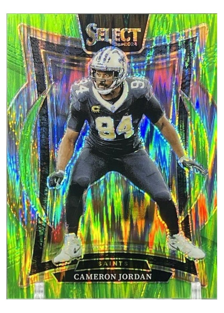 2024 Panini Select Base Set Cameron Jordan Neon Green Prizm Shock #16 card