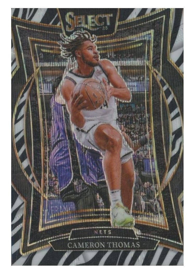 2024-25 Panini Select Base Set Cameron Thomas Zebra Prizm #50 card