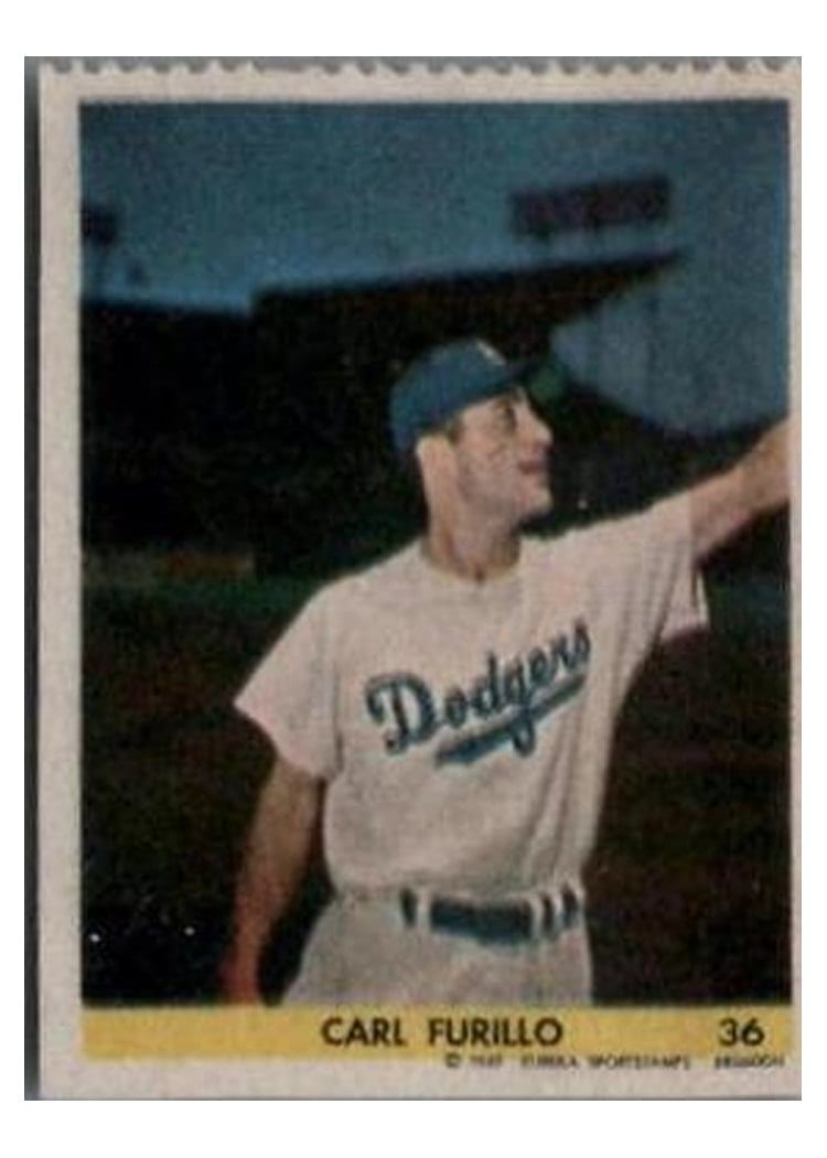 1949 Eureka Sportstamps Carl Furillo #36 card