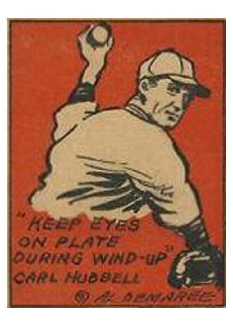 1935 Schutter Johnson Carl Hubbell #22 card