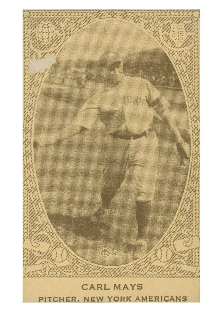 1922 E120 American Caramel Carl Mays card