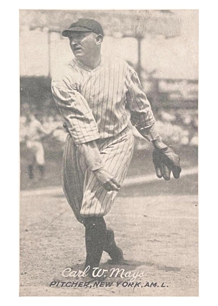 1921 Exhibits Carl W. Mays card