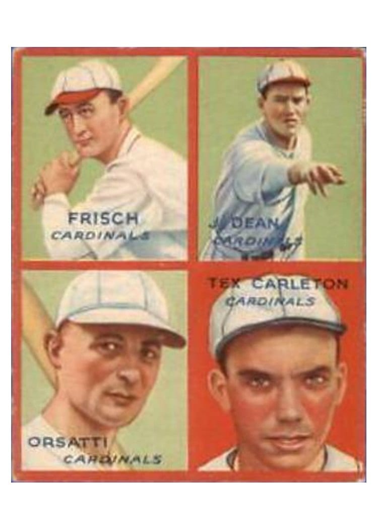 1935 Goudey 4 in 1 Carleton, Dean, Frisch, Orsatti #1A card