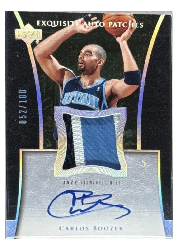 2004 Upper Deck Exquisite Collection Patch Autograph Carlos Boozer Autograph #AP-CB card