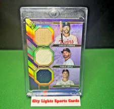 2024 Topps Triple Threads Relic Combo Carlos Correa / Pablo López / Joe Ryan #RCC-CLR card
