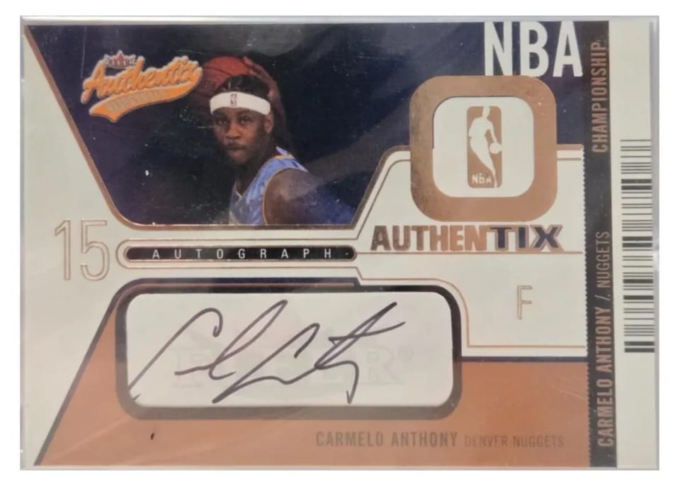 2003 Fleer Authentix Autograph Carmelo Anthony #AA-CA card