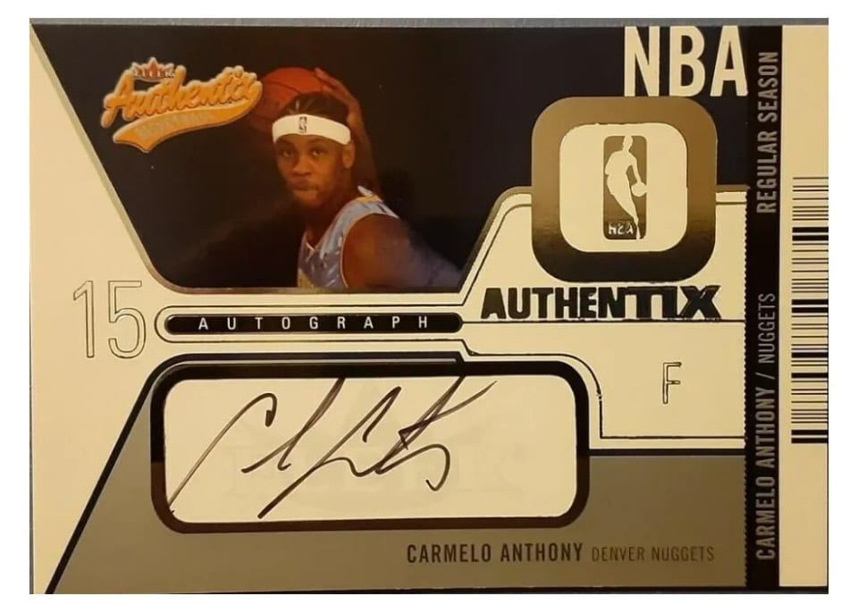 2003 Fleer Authentix Autograph Carmelo Anthony #AA-CA card