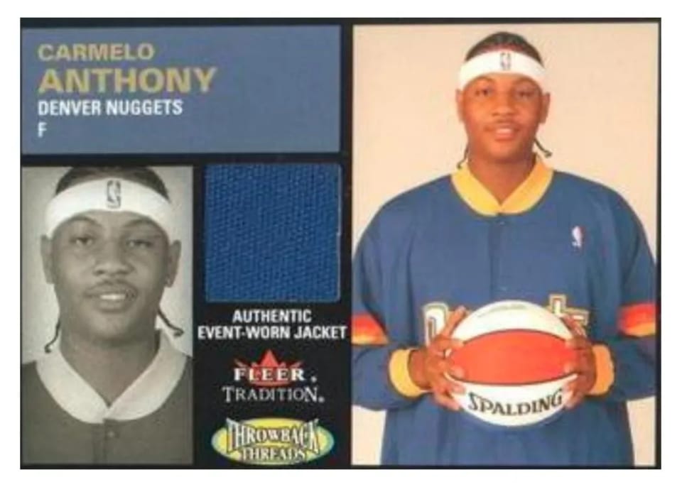 2003 Fleer Tradition Throwback Threads Carmelo Anthony #1 card