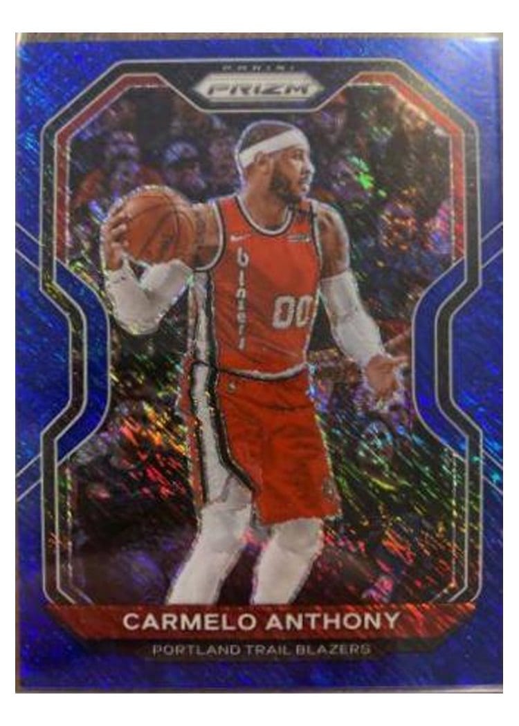 2020-21 Panini Prizm Base Set Carmelo Anthony Blue Shimmer Prizm #154 card