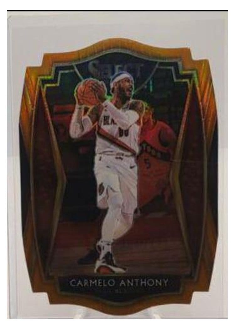 2020-21 Panini Select Base Set Carmelo Anthony Orange Prizm Die Cut #132 card