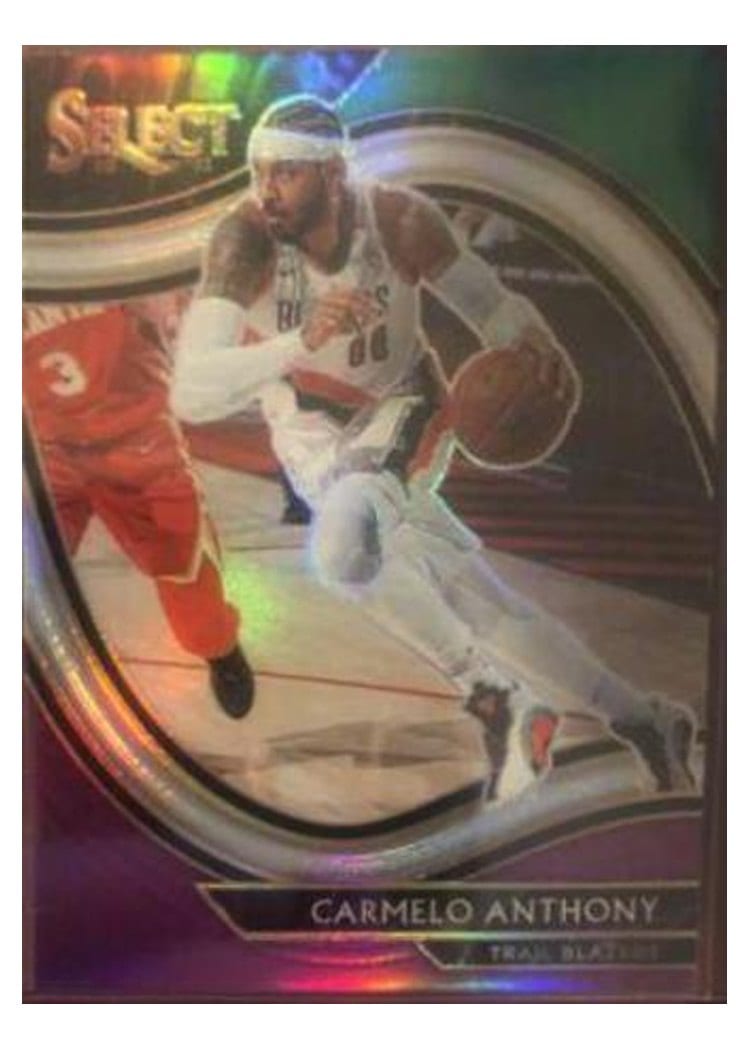 2020-21 Panini Select Base Set Carmelo Anthony Green White Purple #230 card