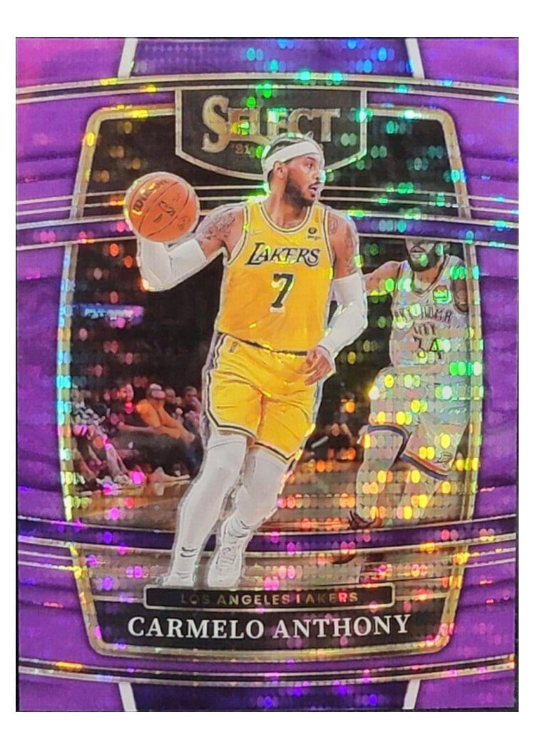 2021-22 Panini Select Base Set Carmelo Anthony Neon Purple Pulsar #31 card