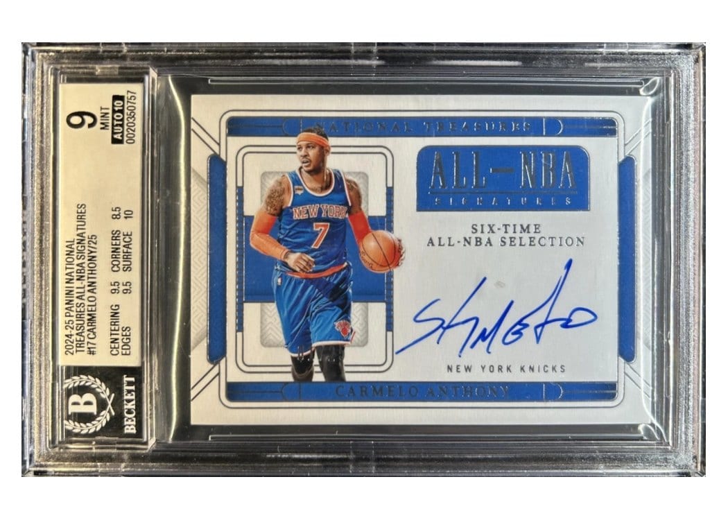 2024-25 Panini National Treasures All-NBA Signatures Carmelo Anthony #17 card