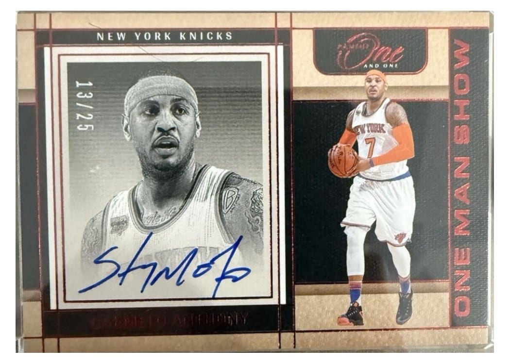 2024-25 Panini One and One One Man Show Autographs Set Carmelo Anthony #2 card