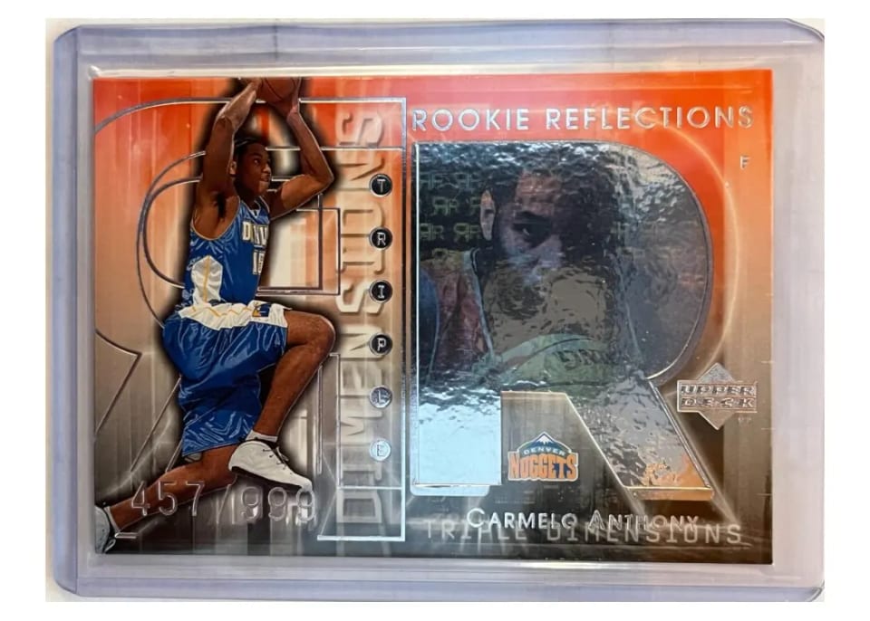 2003 Upper Deck Triple Dimensions Reflections Carmelo Anthony Reflections #130 card