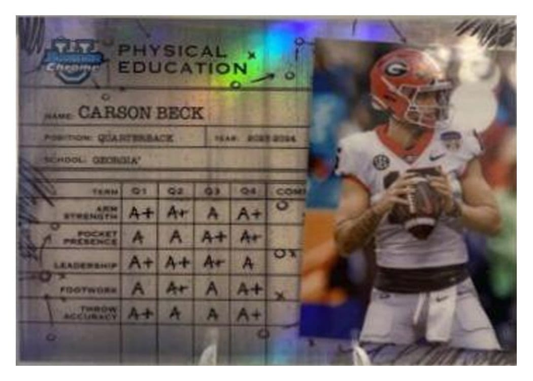 2024 Bowman University Chrome Physical Education Set Carson Beck #PE-1 card