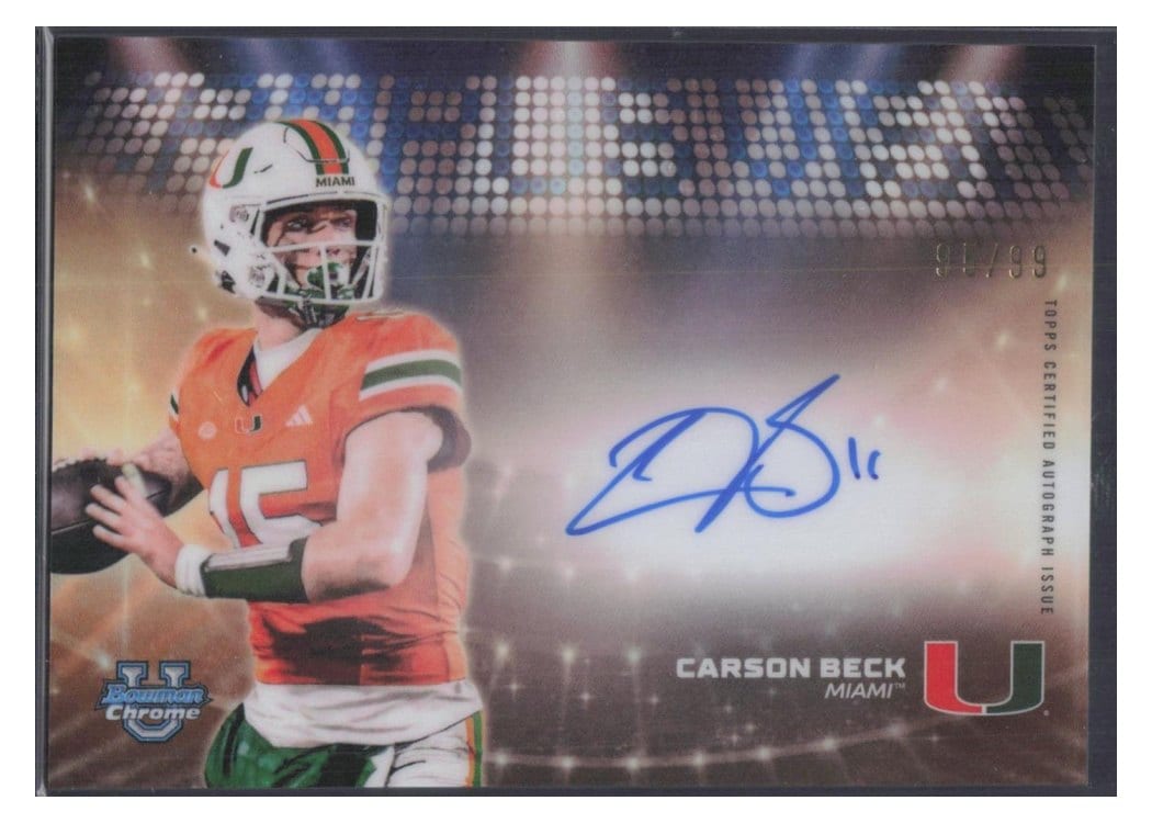 2025 Bowman University Chrome Campus Visit Autographs Carson Beck #CVA-CB card