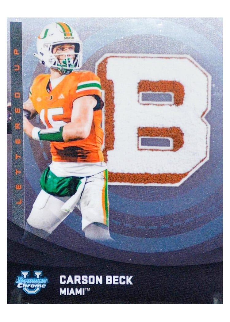 2025 Bowman University Chrome Lettered Up! Carson Beck #LU-1 card