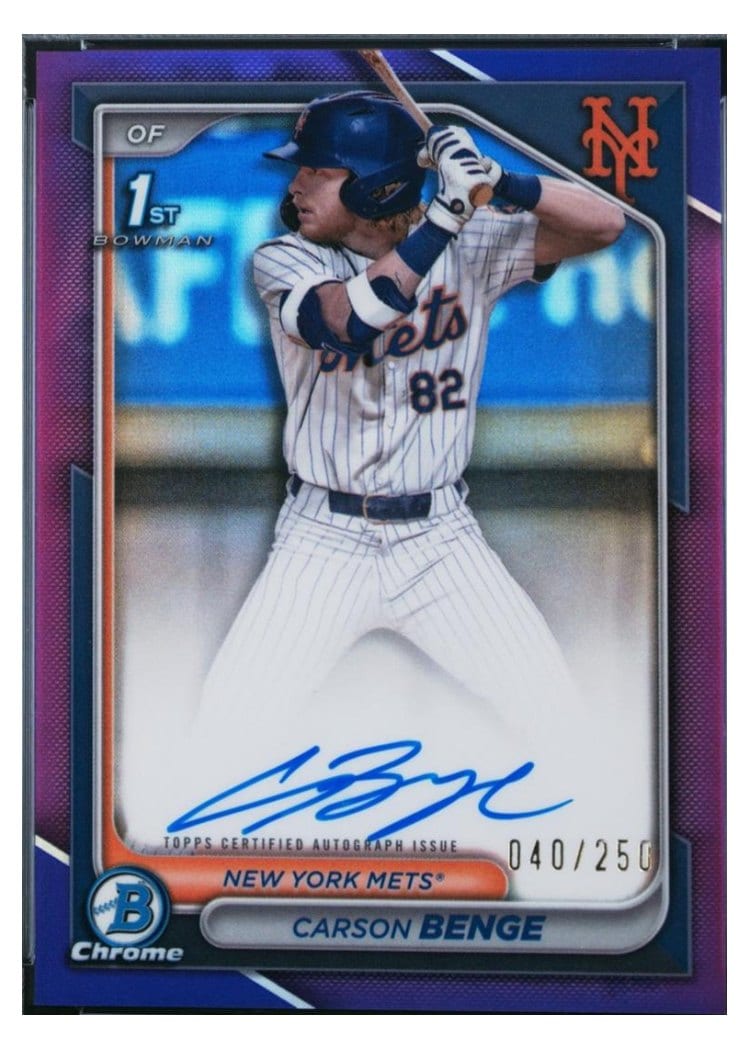 2024 Bowman Draft Chrome Prospect Autographs Carson Benge #CPA-CBG card