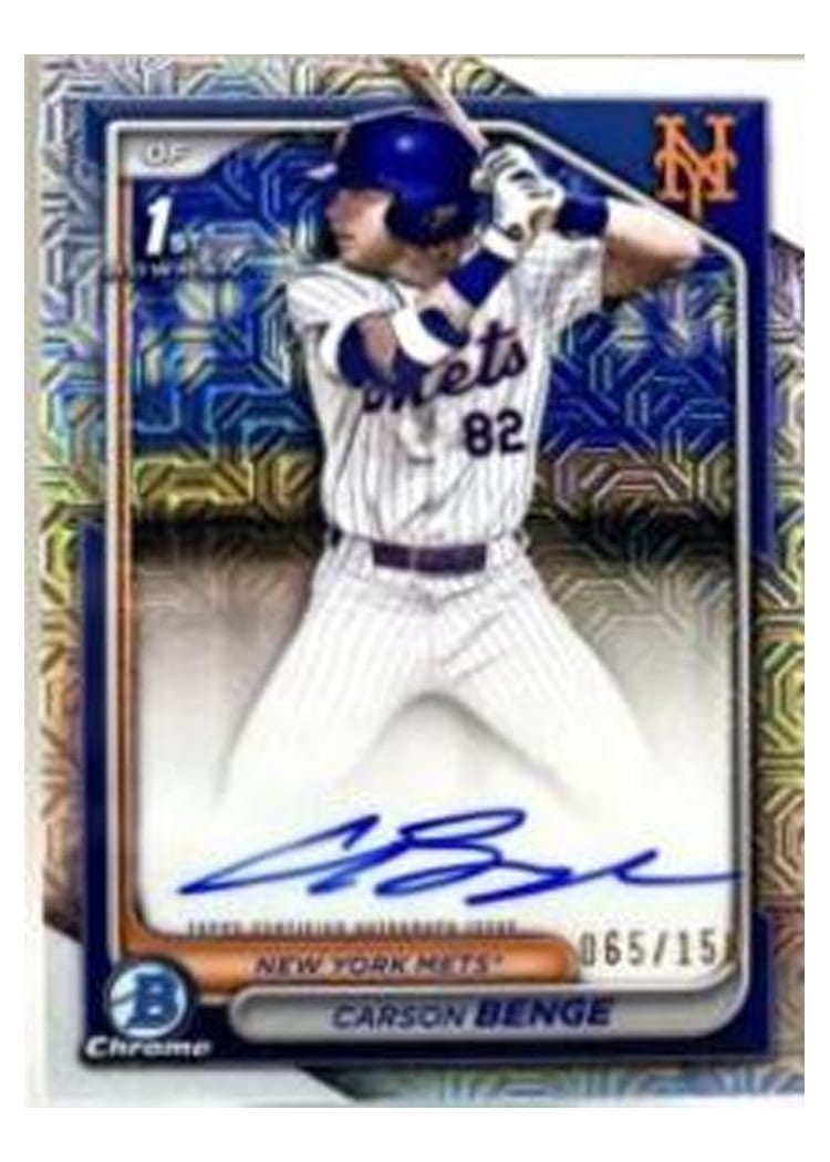 2024 Bowman Draft Chrome Prospect Autographs Carson Benge #CPA-CBG card