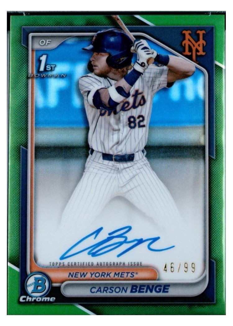 2024 Bowman Draft Chrome Prospect Autographs Carson Benge Green Sapphire #CPA-CBG card
