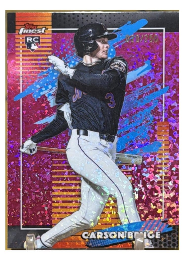 2026 Topps Finest Carson Benge Pink Mini Diamond Refractor #116 card