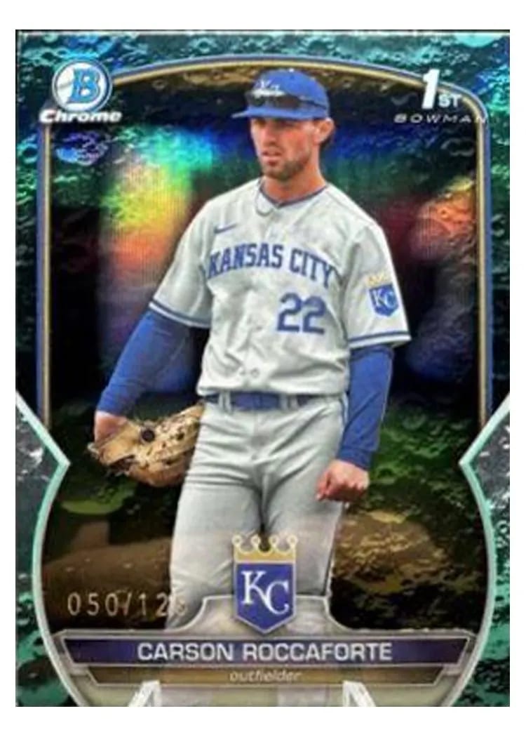 2023 Bowman Draft Chrome Carson Roccaforte Aqua Lunar Crater #BDC-140 card
